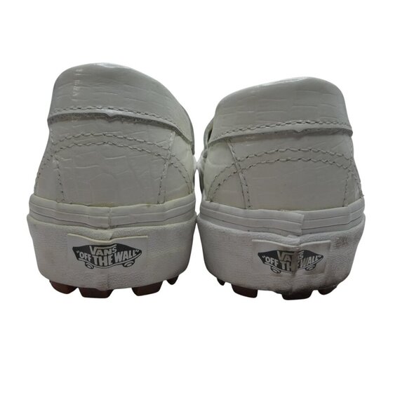 Vans White Crocodile Embossed Patent Leather Slip On Penny Loafers Womens 9 - Picture 8 of 12
